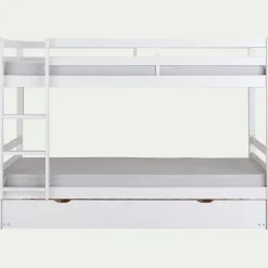 alinea Lit Enfant|Lit Enfant*Lit superposé modulable en pin 90x200cm avec sommier à lattes - Blanc