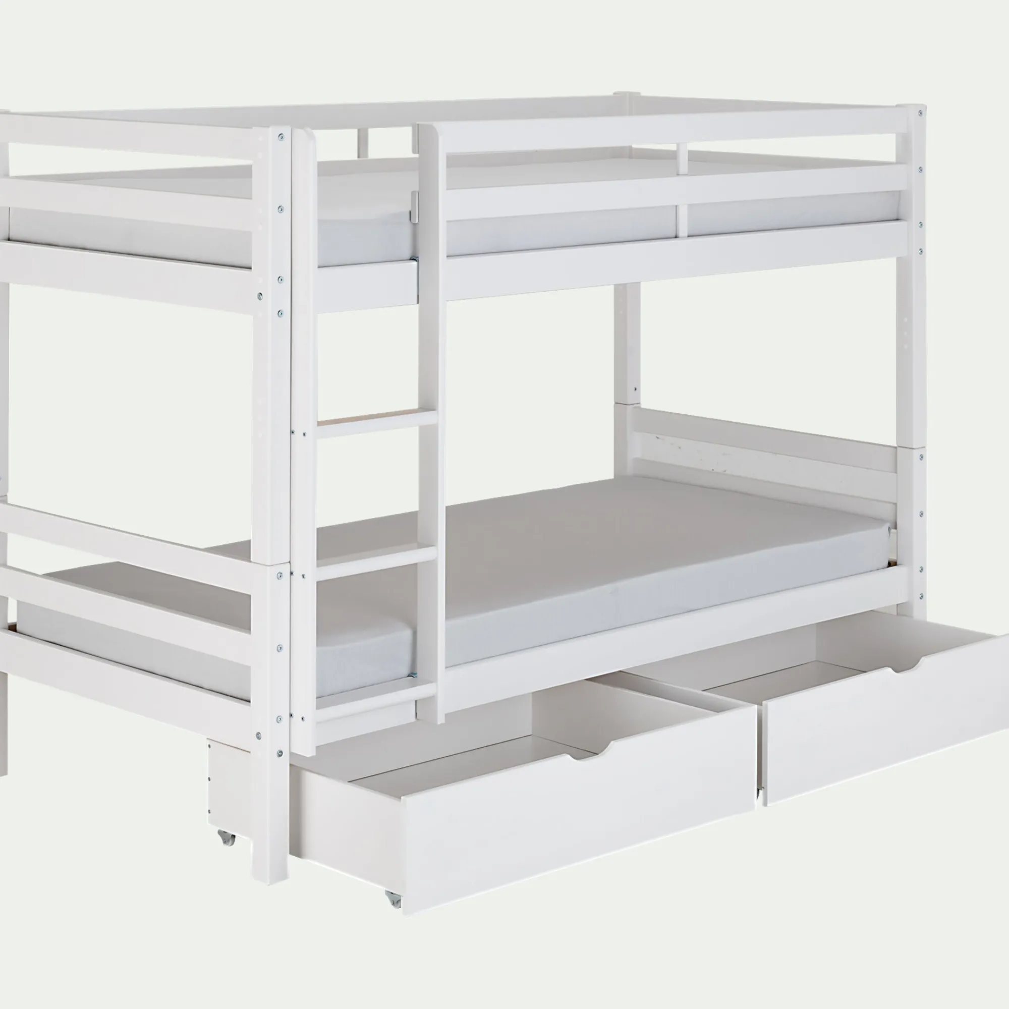 alinea Lit Enfant|Lit Enfant*Lit superposé modulable en pin 90x200cm avec sommier à lattes - Blanc