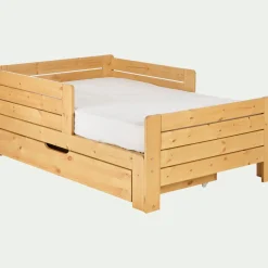 alinea Lit Enfant|Lit Enfant*Lit évolutif 1 place en pin massif 3 positions pour enfant avec tiroir - Bois clair