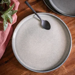 alinea Assiette|Assiette De Noël*Lot de 4 assiettes à dessert en grès émail réactif D21cm - borie Gris
