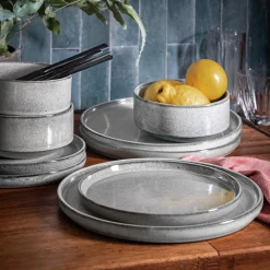 alinea Assiette|Assiette De Noël*Lot de 4 assiettes à dessert en grès émail réactif D21cm - borie Gris