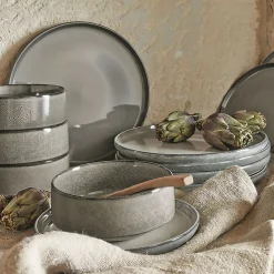 alinea Assiette|Assiette De Noël*Lot de 4 assiettes à dessert en grès émail réactif D21cm - borie Gris