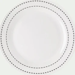 alinea Assiette*Lot de 4 assiettes à dessert en porcelaine avec liseré noir D19,5cm - Blanc