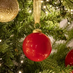 alinea Boule De Noël*Lot de 6 boules de Noël en verre D8cm - Rouge