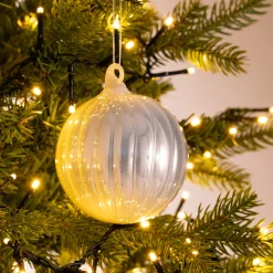 alinea Boule De Noël*Lot de 6 boules de Noël en verre D8cm - écru Blanc