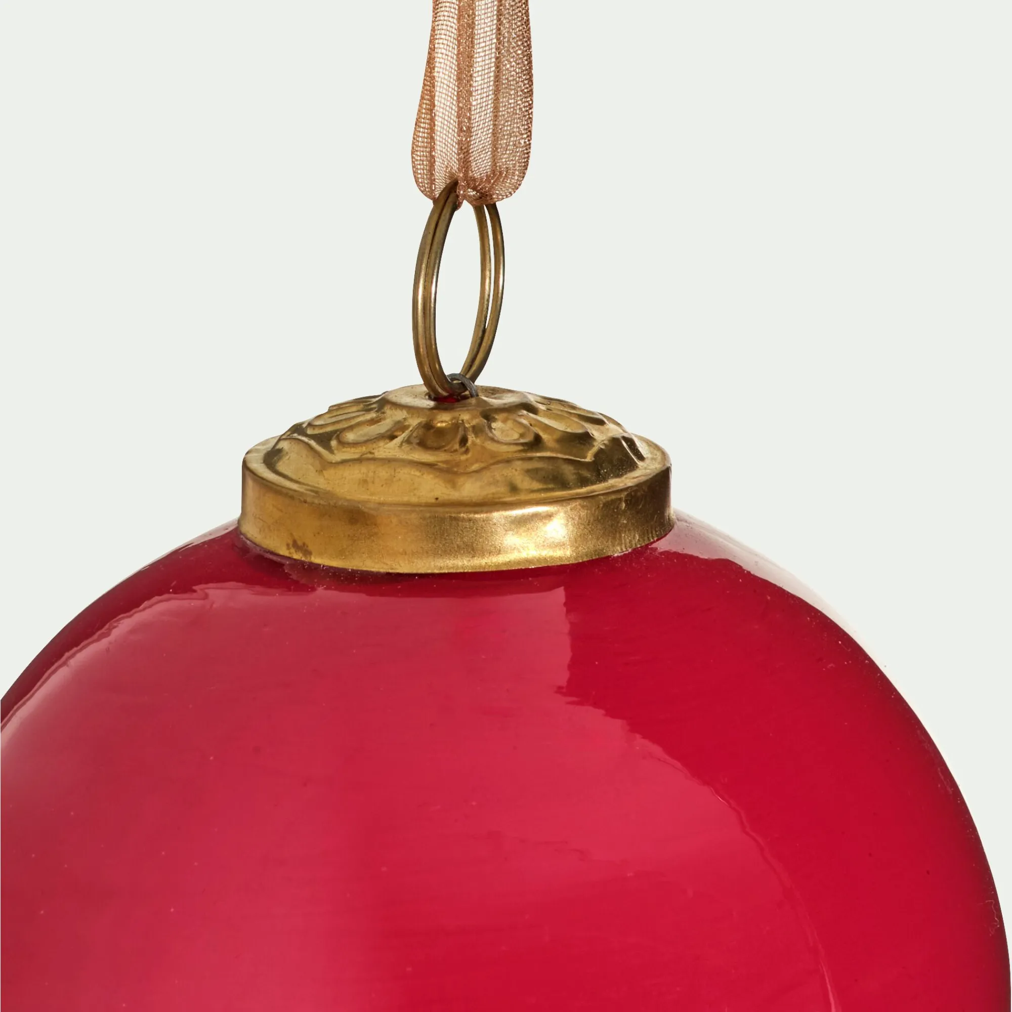 alinea Boule De Noël*Lot de 4 boules de Noël en verre D9cm - Rouge