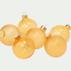 alinea Boule De Noël*Lot de 6 boules de Noël en verre D6cm - Orange