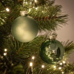 alinea Boule De Noël*Lot de 12 boules de Noël rondes en verre D6cm - Vert