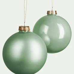 alinea Boule De Noël*Lot de 12 boules de Noël rondes en verre D6cm - Vert