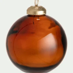 alinea Boule De Noël*Lot de 3 boules de Noël texturées en verre recyclé D8cm - Orange
