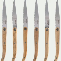 alinea Couteau De Cuisine|Couvert De Table*Lot de 6 couteaux de cuisine en inox et bois - Naturel