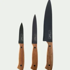 alinea Couteau De Cuisine*Lot de 3 couteaux en bois d'acacia Bois foncé