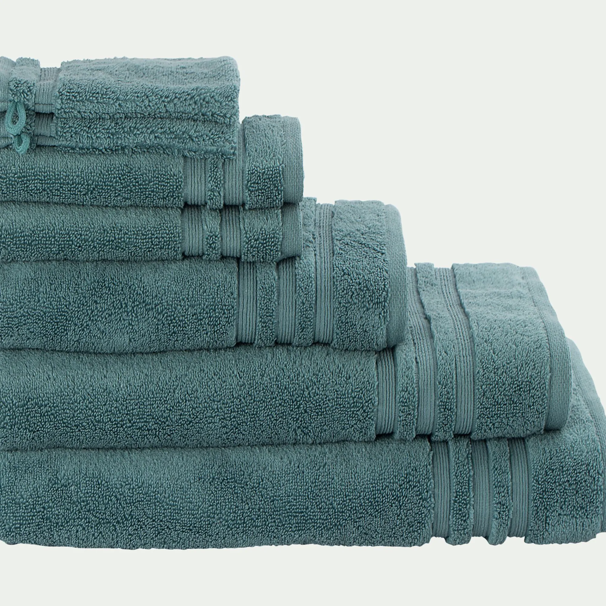 alinea Gant De Toilette*Lot de 2 gants de toilette bouclette en coton - Vert