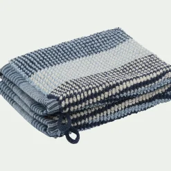 alinea Gant De Toilette*Lot de 2 gants de toilette bouclette jacquard en coton - Bleu