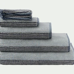 alinea Gant De Toilette*Lot de 2 gants de toilette bouclette jacquard en coton - Bleu