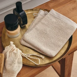 alinea Gant De Toilette*Lot de 2 gants de toilette en bouclettes de coton bio - alpilles 16x21cm Beige