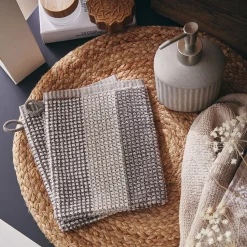 alinea Gant De Toilette*Lot de 2 gants de toilette bouclette jacquard en coton - alpilles Beige