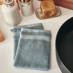 alinea Gant De Toilette*Lot de 2 gants de toilette en coton peigné - Bleu calaluna