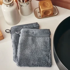 alinea Gant De Toilette*Lot de 2 gants de toilette bouclette en coton - anthracite Gris