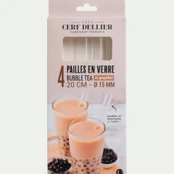 alinea Accessoire Vin*Lot de 4 pailles à bubble tea en verre