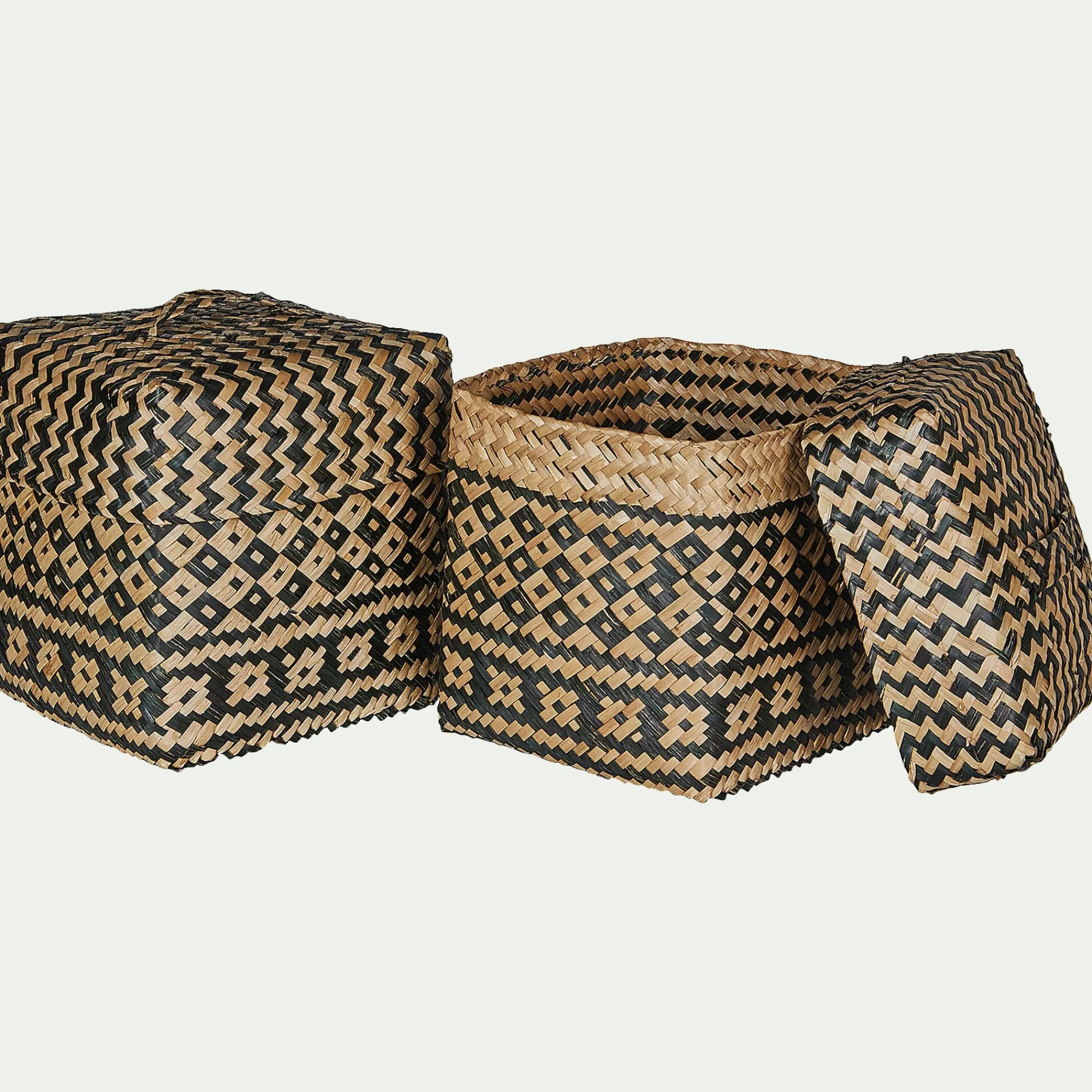 alinea Accessoire De Salle De Bain|Panier*Lot de 2 paniers en jonc de mer - Noir