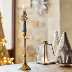 alinea Décoration De La Table De Noël|Bougie Et Photophore De Noël*Lot de 2 pins feuille pour bougie - Doré