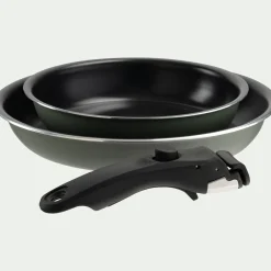 alinea Casserole, Poêle Et Sauteuse*Lot de 2 poêles en aluminium avec manche amovible - cèdre Vert