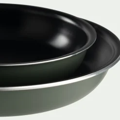 alinea Casserole, Poêle Et Sauteuse*Lot de 2 poêles en aluminium avec manche amovible - cèdre Vert