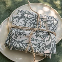 alinea Serviette De Table|Décoration De La Table De Noël*Lot de 20 serviettes en papier motif cyprès 33x33cm - alpilles Beige