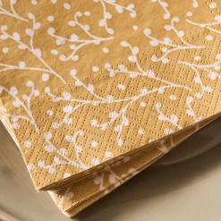 alinea Serviette De Table|Décoration De La Table De Noël*Lot de 20 serviettes en papier motif baies 33x33cm - Jaune