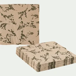 alinea Serviette De Table|Décoration De La Table De Noël*Lot de 20 serviettes en papier motif à fleurs 33x33cm - alpilles Beige