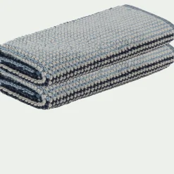 alinea Serviette Invité*Lot de 2 serviettes invité bouclette jacquard en coton - 30x50cm Bleu