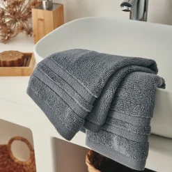 alinea Serviette Invité*Lot de 2 serviettes invité bouclette en coton - anthracite 30x50cm Gris