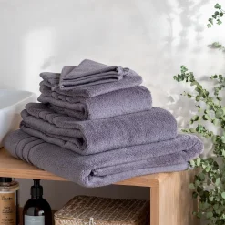 alinea Serviette Invité*Lot de 2 serviettes invité bouclette en coton - anthracite 30x50cm Gris