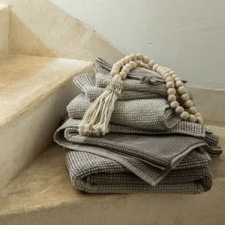 alinea Serviette Invité*Lot de 2 serviettes invité bouclette jacquard en coton - alpilles 30x50cm Beige