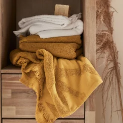 alinea Serviette Invité*Lot de 2 serviettes invité en coton - 30x50cm Jaune argan