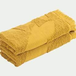 alinea Serviette Invité*Lot de 2 serviettes invité en coton - 30x50cm Jaune argan