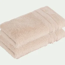 alinea Serviette Invité*Lot de 2 serviettes invité bouclette en coton - grège 30x50cm Rose