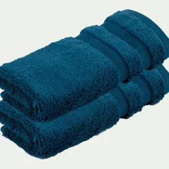 alinea Serviette Invité*Lot de 2 serviettes invité en coton - 30x50cm Bleu figuerolles