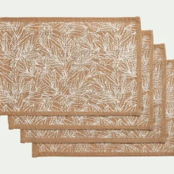 alinea Set De Table|Nappe Et Serviette De Noël*Lot de 4 sets de table motif laurier en jute 30x45cm - Naturel