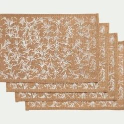 alinea Set De Table|Nappe Et Serviette De Noël*Lot de 4 sets de table motif romarin en jute 30x45cm - Naturel
