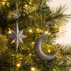 alinea Suspension De Noël*Lot de 2 suspensions de Noël lune et étoile en fer - Argenté
