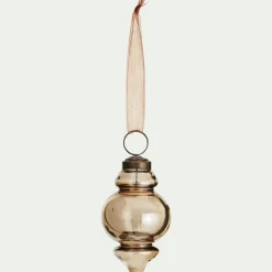 alinea Suspension De Noël*Lot de 6 suspensions de Noël goutte en verre H8,5cm - brun terre ombre Marron