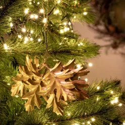 alinea Suspension De Noël*Lot de 4 suspensions de Noël feuille de houx en fer H15cm - Doré