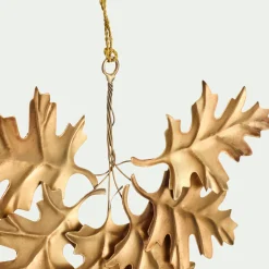 alinea Suspension De Noël*Lot de 4 suspensions de Noël feuille de houx en fer H15cm - Doré