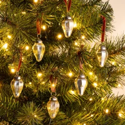 alinea Suspension De Noël*Lot de 6 suspensions goutte en verre H4cm - Argenté