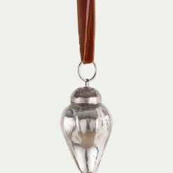 alinea Suspension De Noël*Lot de 6 suspensions goutte en verre H4cm - Argenté