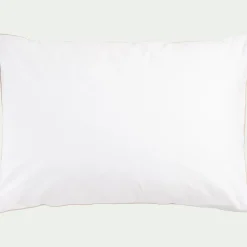alinea Taie D'Oreiller*Lot de 2 taies d'oreiller en percale de coton 50x70cml avec liseré tressé beige alpilles - Blanc