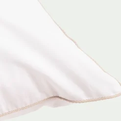 alinea Taie D'Oreiller*Lot de 2 taies d'oreiller en percale de coton 50x70cml avec liseré tressé beige alpilles - Blanc