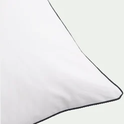 alinea Taie D'Oreiller*Lot de 2 taies d'oreiller en percale de coton 50x70cm avec liseré tressé gris calabrun - Blanc